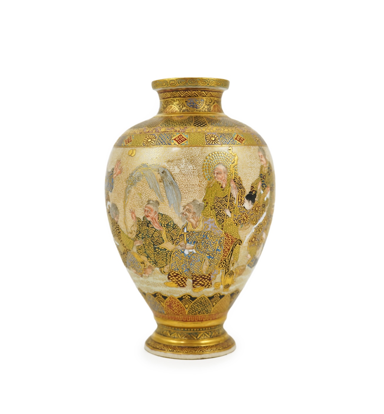 A Japanese small Satsuma vase, by Hattori, Meiji period